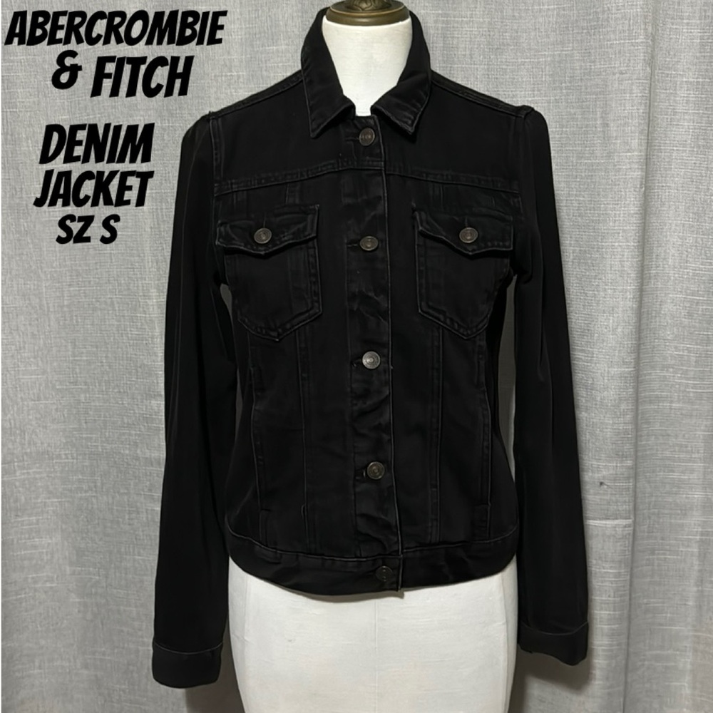 Abercrombie & Fitch-Classic Denim Jacket-Sz S-Black-Cotton Blend-EUC